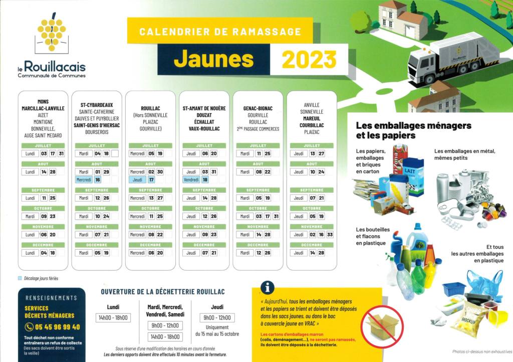 Calendrier Sacs Jaunes 